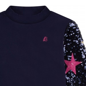 Billieblush Show Must Go On Fleece Sweater with Sequin Sleeves (22261137)