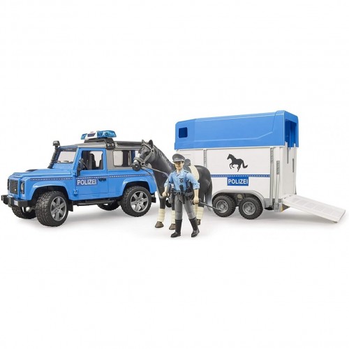Bruder Αστυνομικό Land Rover με Τρέιλερ και Έφιππο Αστυνομικό (02588)