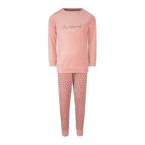 Charlie Choe Σετ Πυτζάμες Dark Pink Velour Dots (U45034-41)