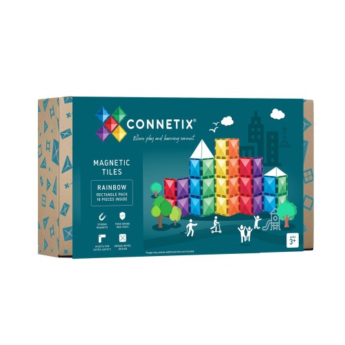 Connetix Tiles Rainbow Rectangle Pack 18pc (CON-EU-R18)