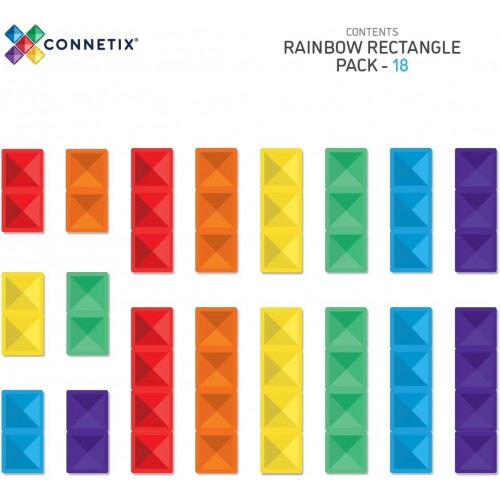 Connetix Tiles Rainbow Rectangle Pack 18pc (CON-EU-R18)