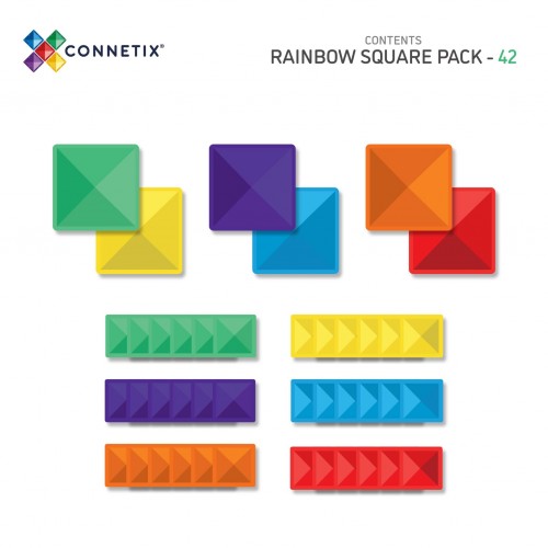 Connetix Tiles Rainbow Square Pack 42pc (CON-EU-R42)