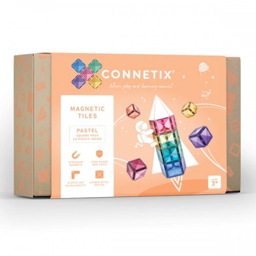 Connetix Tiles Pastel Square Pack 40pc (CON-EU-P40S)