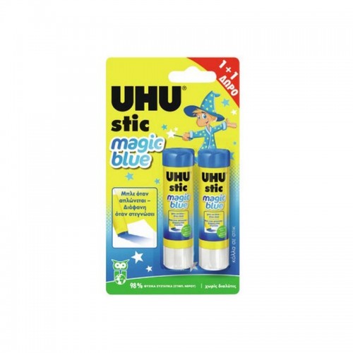 Uhu Κόλλα Stick 8,2gr 1+1 Magic Blue (108002)