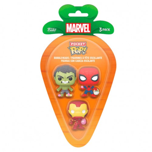 Funko Carrot Pocket Pop! Marvel Spiderman, Hulk, Iron Man (77168)