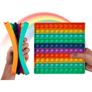 Pop Bubble Fidget Τετράγωνο Rainbow 20X20cm (11290080) 