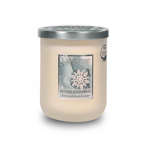 Heart and Home Κερί Μεγάλο Φωτεινές Χιονονιφάδες 320g (C01190427)