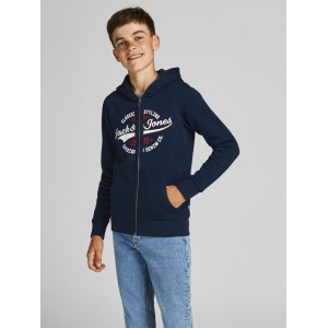 Jack and Jones Junior Φούτερ Hood Φερμουάρ Navy Blazer (12195493)