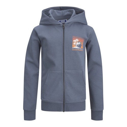 Jack and Jones Junior Ζακέτα Hoodie με Φερμουάρ Γκρι (12201565)