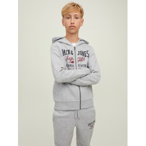 Jack and Jones Junior Φούτερ Φερμουάρ Light Grey (12218049)