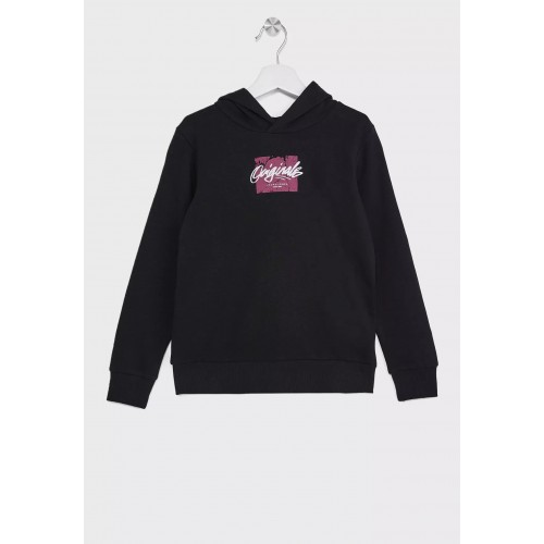 Jack and Jones Junior Φούτερ Hood Youth Logo Black (12247850)