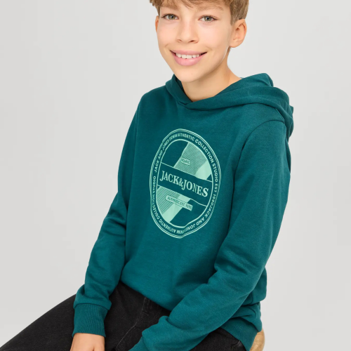 Jack and Jones Μπλούζα Φούτερ με Κουκούλα Deep Teal (12259879)