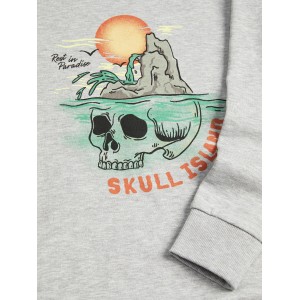 Jack and Jones Junior Φούτερ Hooded Skull Island Light Grey Melange (12224088)