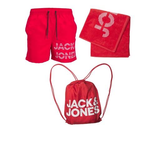 Jack and Jones Junior Σετ Σακίδιο Μαγιό Πετσέτα Chinese Red (12235507)