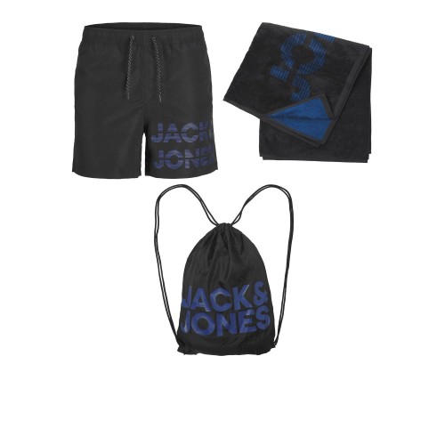 Jack and Jones Junior Σετ Σακίδιο Μαγιό Πετσέτα Black (12235507)