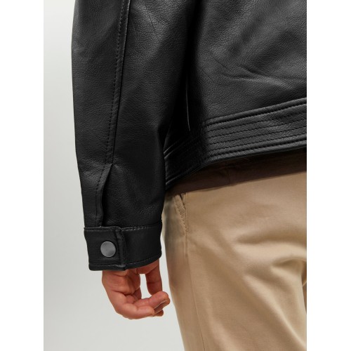 Jack and Jones Junior Leather Jacket Black (12223285)