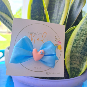 Meli Κλιπ Μαλλιών Baby Blue Pink Heart (M14157)
