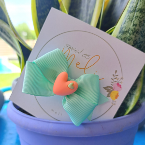 Meli Κλιπ Μαλλιών Mint Green Coral Heart (M14166)