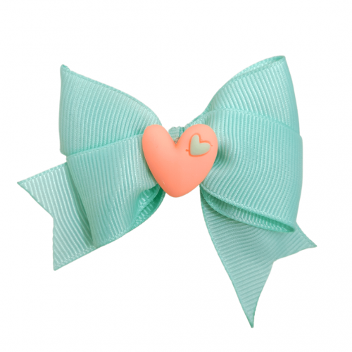 Meli Κλιπ Μαλλιών Mint Green Coral Heart (M14166)