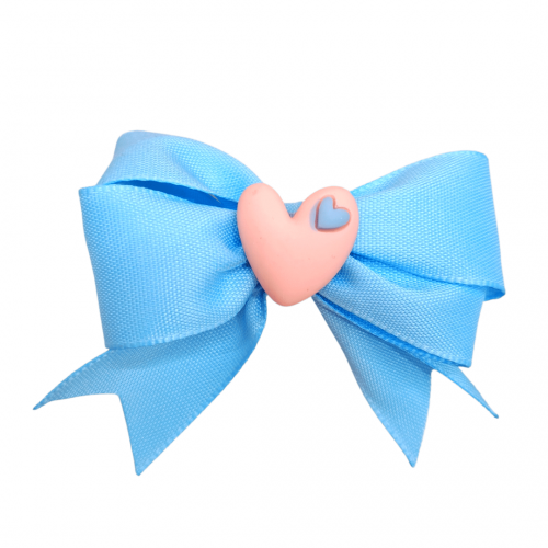 Meli Κλιπ Μαλλιών Baby Blue Pink Heart (M14157)