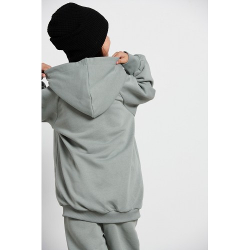Melin Rose Σετ Φόρμα Φούτερ με Κουκούλα Oversized Γκρι-Μέντα (MRW23-6100)