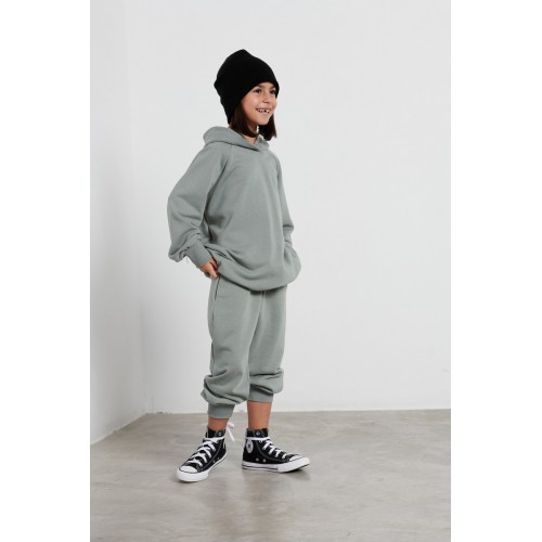 Melin Rose Σετ Φόρμα Φούτερ με Κουκούλα Oversized Γκρι-Μέντα (MRW23-6100)