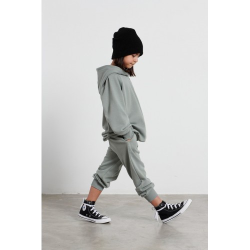 Melin Rose Σετ Φόρμα Φούτερ με Κουκούλα Oversized Γκρι-Μέντα (MRW23-6100)