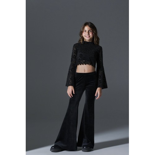 Melin Rose Σετ Βελούδο Δαντέλα Μαύρο  (MRW26-6203)