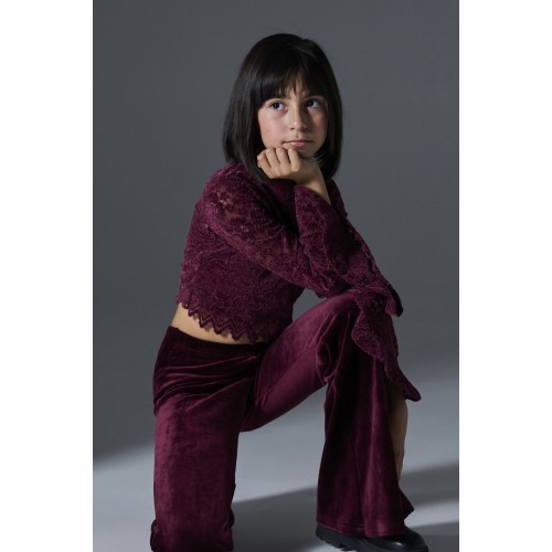 Melin Rose Σετ Βελούδο Δαντέλα Μπορντό  (MRW26-6203)