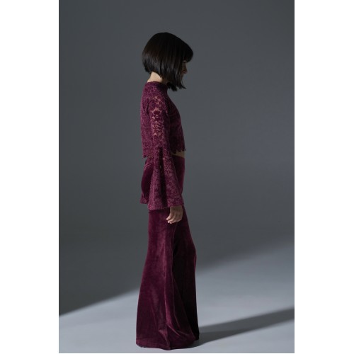 Melin Rose Σετ Βελούδο Δαντέλα Μπορντό  (MRW26-6203)