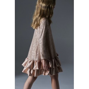 Melin Rose Φόρεμα Παγέτα Μπρονζέ με Βολάν στο Τελείωμα (MRW26-1214)