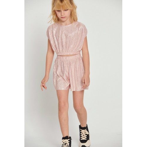 Melin Rose Σετ Μεταλλιζέ με Cropped Top και Σορτς (MRS23-6123)