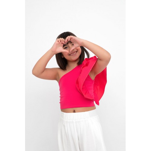 Melin Rose Μπλούζα με Έναν Ώμο Φούξια (MRS24-0356)