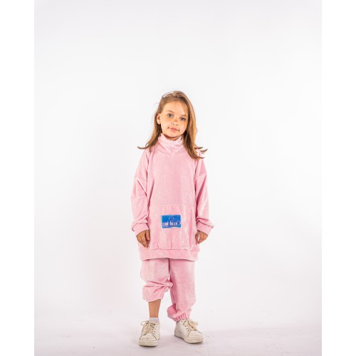Minimo Φόρμα Velour High Neck Kangaroo Pocket Παιδικό Ροζ (ME36018P.00427)