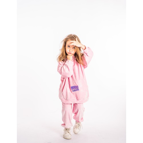 Minimo Φόρμα Velour High Neck Kangaroo Pocket Παιδικό Ροζ (ME36018P.00427)