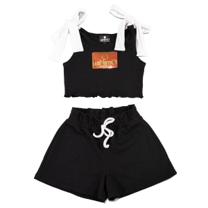 Minimo Set Ribbed Top and Shorts Μαύρο (MD36000)