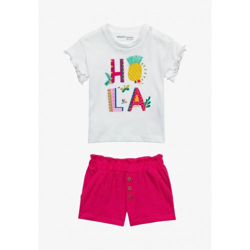 Minoti Set T-shirt Printed & Shorts Jersey Floral Hola (FRILL6)