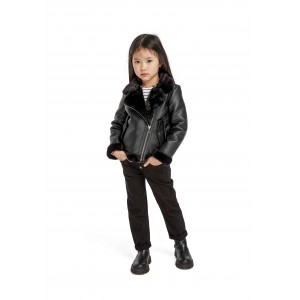 Minoti Δερμάτινο Jacket με Γούνινα Μανίκια και Γιακά (ROCKSTAR9)