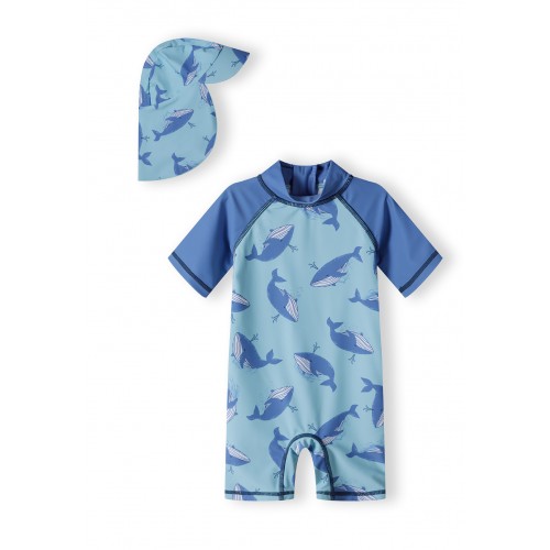 Minoti Μαγιό Ολόσωμο με Καπέλο Antii UV Sharks (23SWIM1)