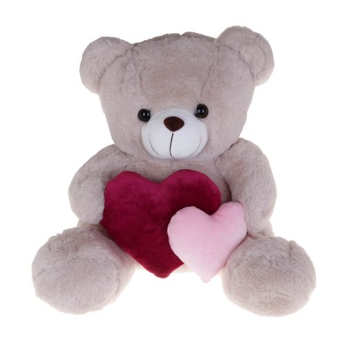 Αρκουδάκι Σομών Διπλή Καρδιά Μπορντώ 40cm (VL264038)