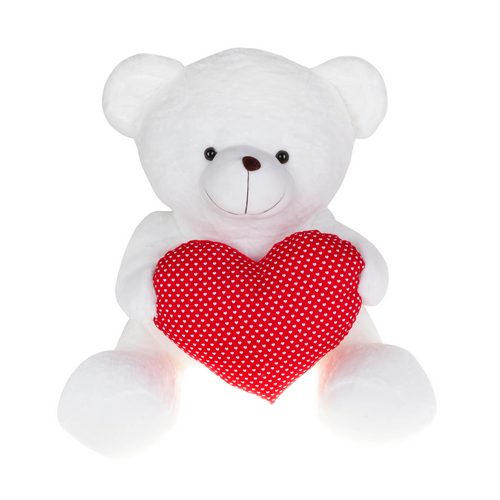 Αρκουδάκι Λευκό Κόκκινη Καρδιά Πουά 90cm (VL269011) Αρκουδάκι Λευκό Κόκκινη Καρδιά Πουά 90cm (VL269011)