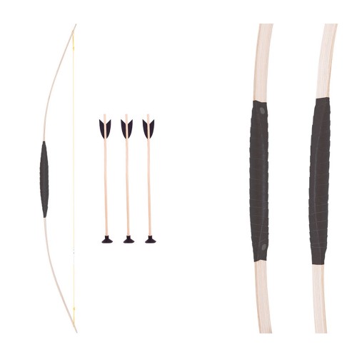 Τόξο Ξύλινο 80εκ. Δερμάτινη Λαβή με 3 Βέλη (7371080)