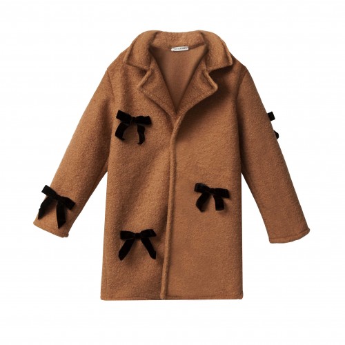 Two In A Castle Παλτό Bear Coat με Βελούδινα Φιογκάκια (T6640)
