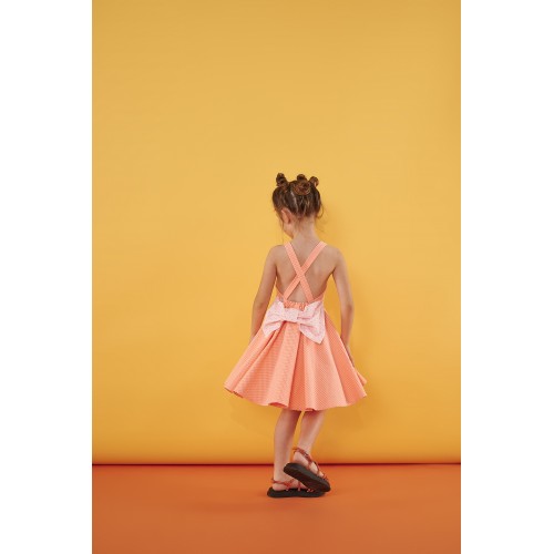 Two In A Castle Φόρεμα Orange Popsicle Καρώ (T4033)
