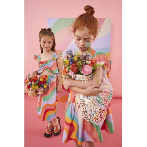 Two In A Castle Σετ Τοπ με Φούστα Rainbow Waves (T4004)