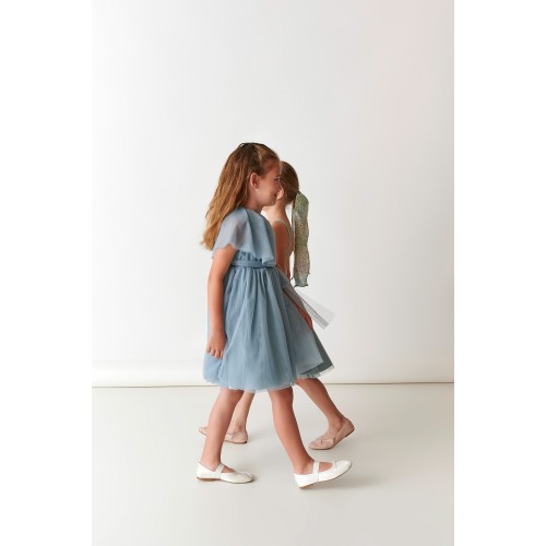 Two In A Castle Φόρεμα με ένα Ώμο Dusty Pastel Light Blue (T5202)