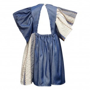 Two In A Castle Aura Mixed Φόρεμα Backless Denim With Patches (T3007)