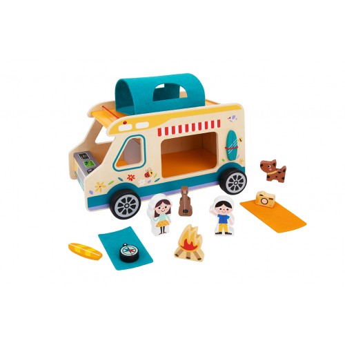 Tooky Toy Τροχόσπιτο Camping Ξύλινο (TH427)