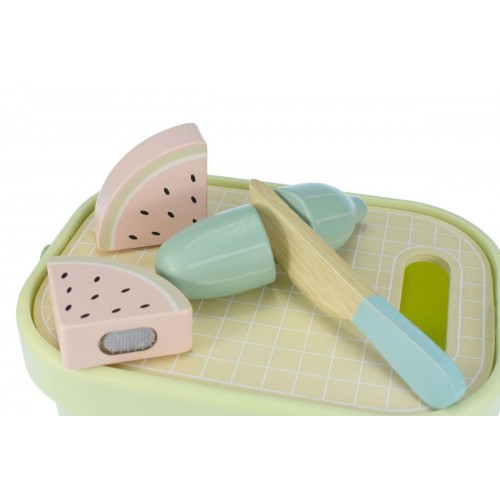 Tooky Toy Ξύλινο Σετ Κοπής Φαγητών σε Κουβά (TJ537N)