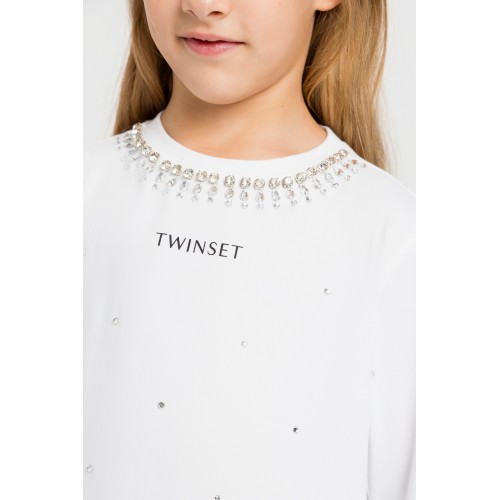 Twinset T-shirt Strass Off White (232GJ215C)